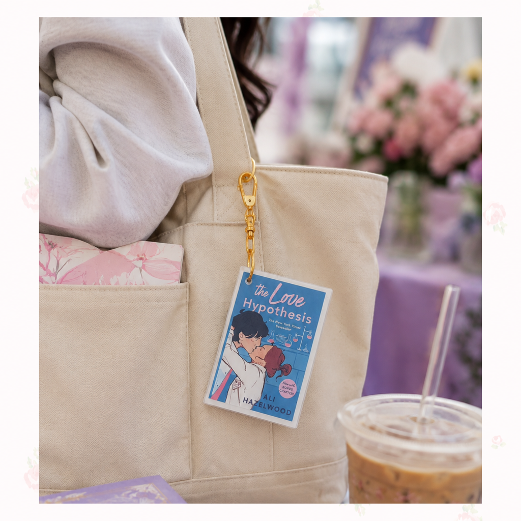 Mini Book Bag Charm Hanging On A Tote ag 